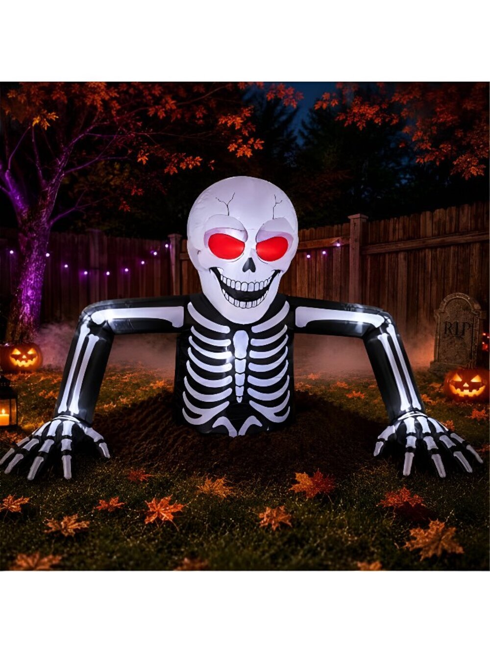 7.4Ft Halloween Inflatables Skeleton Outdoor Decorations with LED Lights